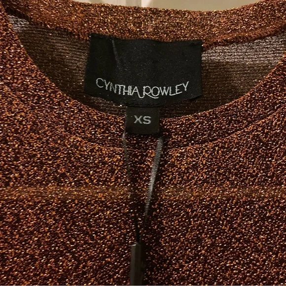 Cynthia Rowley copper metallic tease sheer dress X-small NWT - Picture 8 of 10